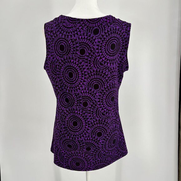 Fashion Bug Purple & Black Sleeveless Geometric Pattern Top Womens Size XL - Picture 3 of 7
